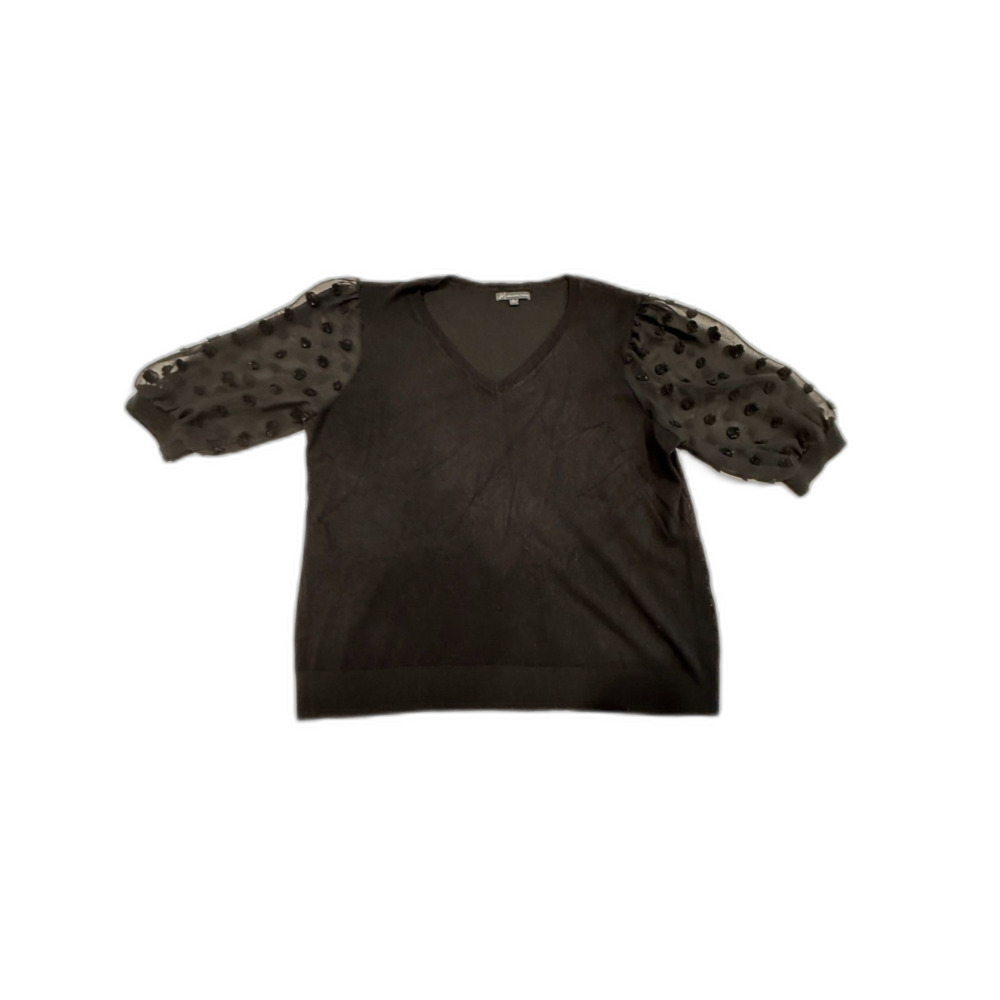 Adrianna Papell Sweater Short Sleeve Black Size XL